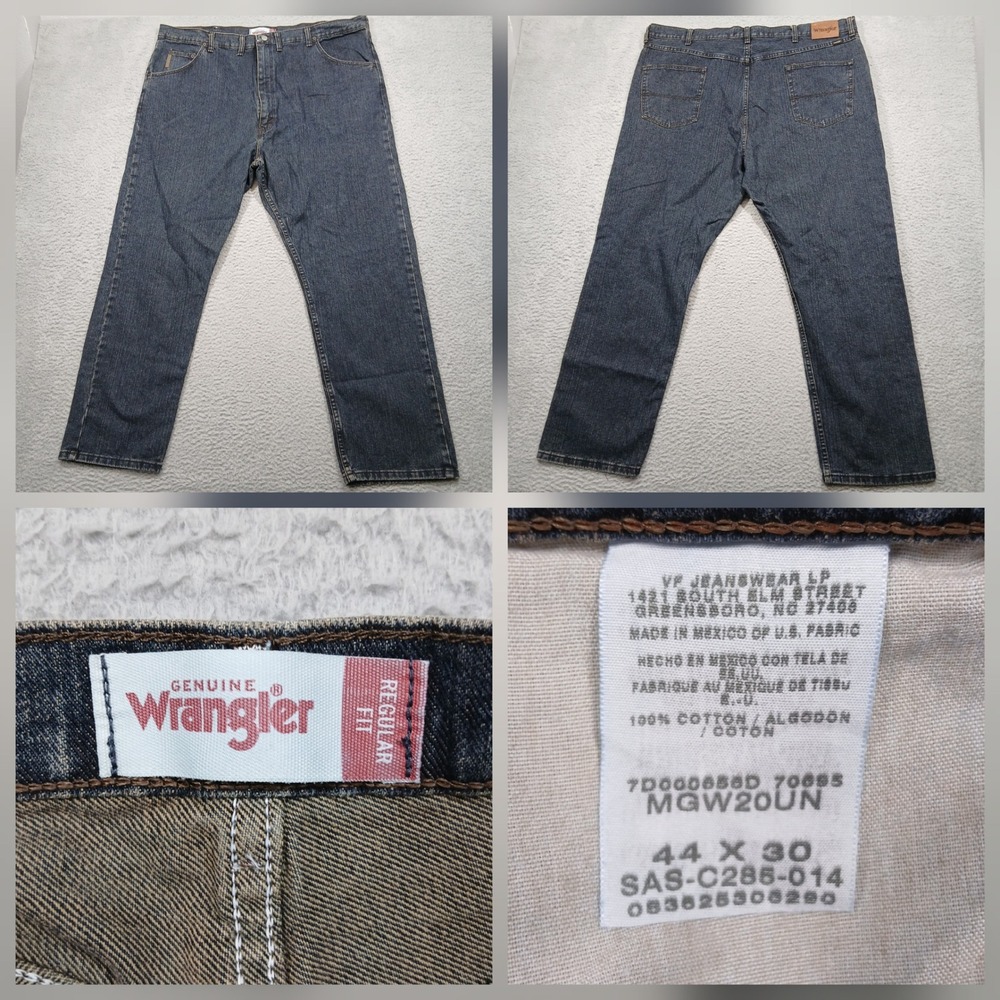 Wrangler Regular Fit Jeans Men's 44x30 Blue Denim Made in Mexico‎